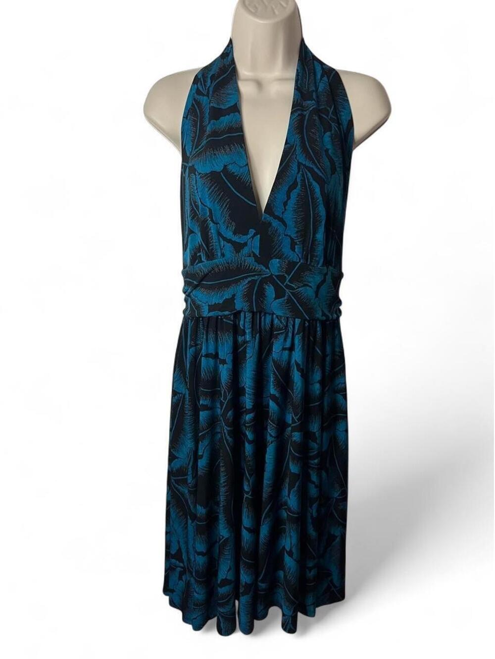Vintage Y2K Moda International Victoria Secret Palm Leaf Halter Maxi Dress